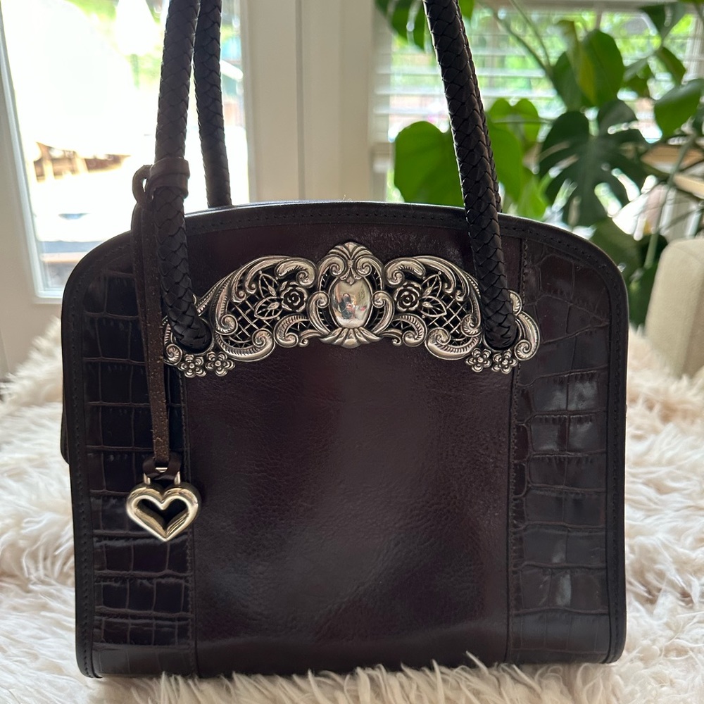 Brighton Brown Leather Bag with silver hardware